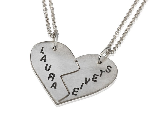 # 925 Plata Esterlina Collar De Corazón Colgante de amar para siempre roto para parejas