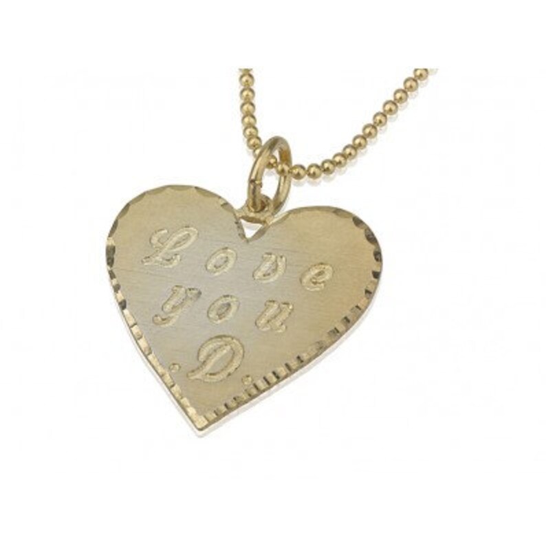 14k Solid Gold Heart Necklace Personalized Engraved - 14k Solid Gold Heart Pendant 14k Solid Gold Heart Necklace Personalized Engraved - 14k Solid Gold Heart Pendant