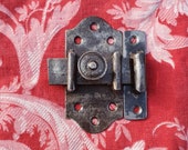Antique French Brocante Chic Metal Slide Brevette Bolt Door Latch Lock With Keeper Hardware Fully Working Architectural Salvage Apartment