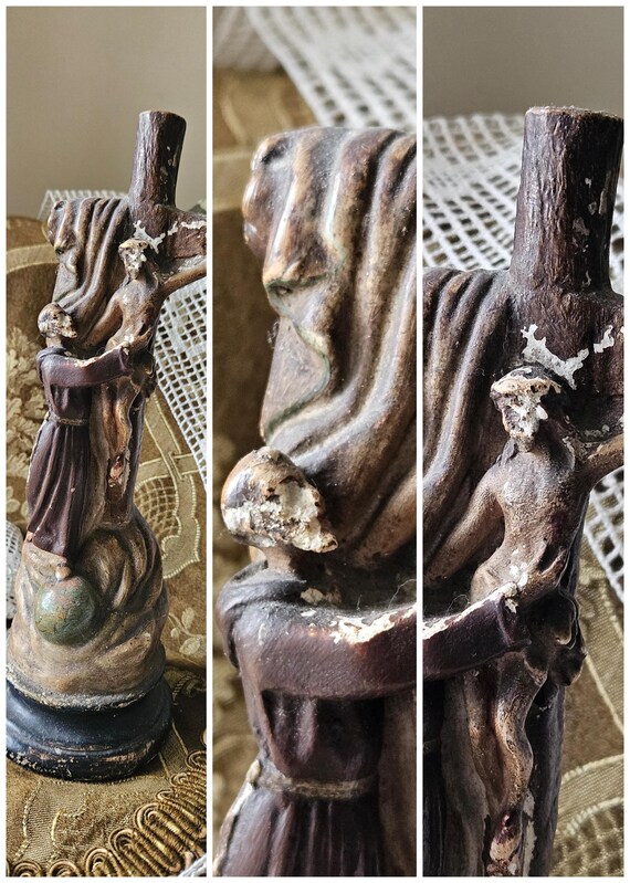 Timeworn & Distressed Rare Atmospheric Antique French Religious