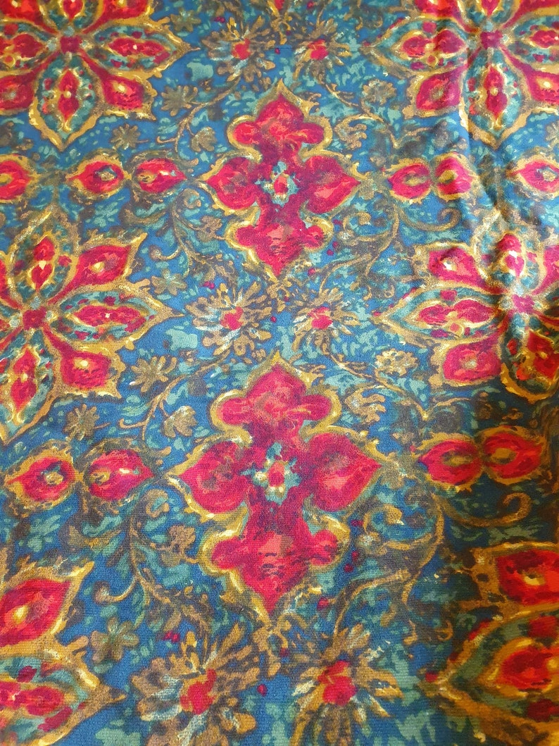 Striking Rare MARIGNAN Vintage French Fabric Large Remnant featuring Vivid Vibrant Mid-Centruy Design-perfect Chic Shabby Home Decor Textile image 6