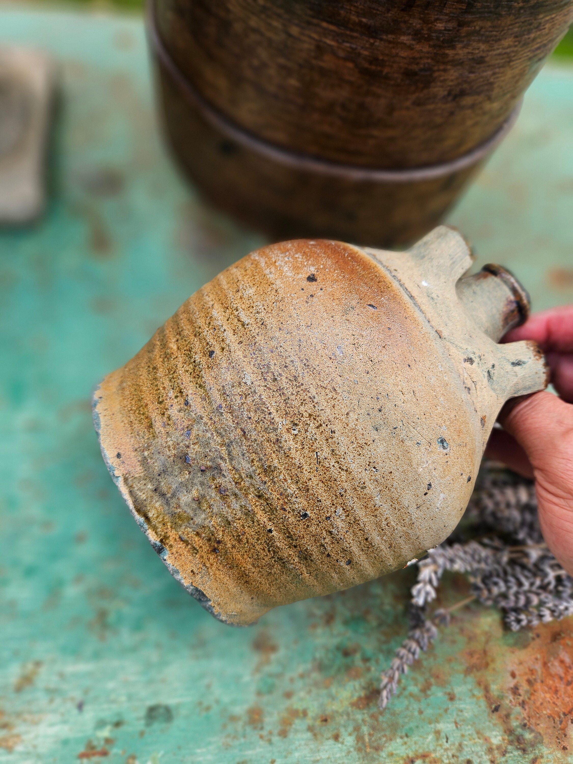RARE Tactile 19thc Antique French Hand-turned Clay / Stoneware