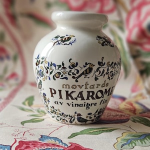 RARE Collectable Antique French Digoin Sarreguemines Decorated DAGOVSSET Moutarde PIKAROME Mustard Pot, Versatile Cuisine Jar / Pot-c.1880&#39;s