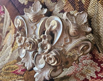Amazing Pair of Antique French Louis XV Gilt Bronzed Ormolu Rocaille de Coquilles Ornement Garnitures Cache Clous / Picture Hooks-Home Decor
