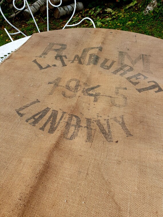 Unique Rare WW2 Antique French Period C.1945 Advertising Publicite Jute Hessian Grain Sack collectable Item perfect for Upholstery Bag Etsy Israel