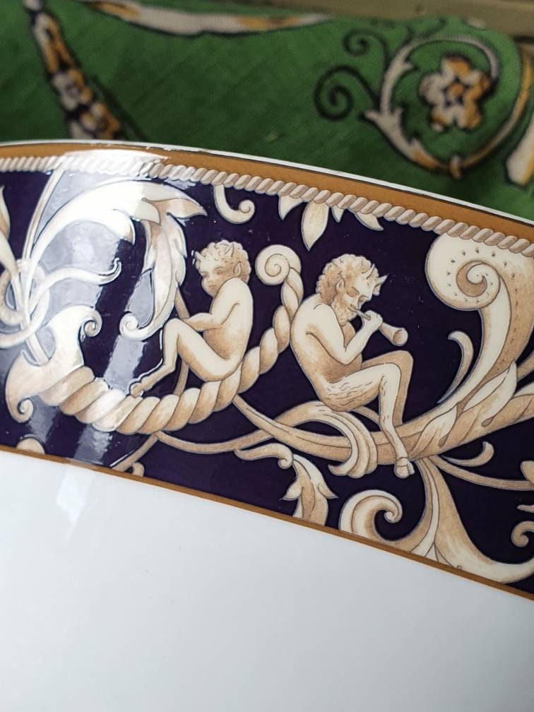 Rare Vintage Français Trouvé Prestige Wedgwood Cornucopia Grande Salade d'accent/Bol de Service Pâte