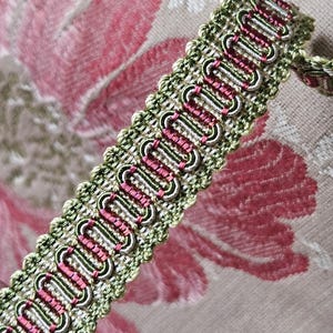 5.18 Mtrs of Striking Green & Terracotta Narrow Vintage French Serpentine Passementerie Trim-perfect for Projects-Fabulous Accent colours...