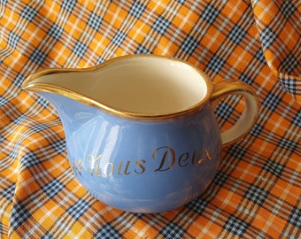 Striking Antique French Art-Deco Villeroy & Boch (Made in France) NOUS DEUX Seriesware Vivid Blue  and Gold Milk / Cream Jug, Pot à Lait....