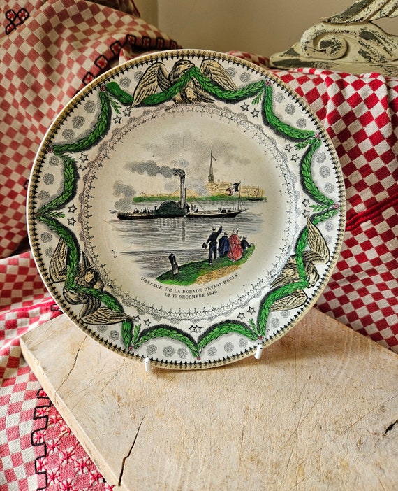 RARE antique Français Creil et Montereau Napoléon Final Voyage