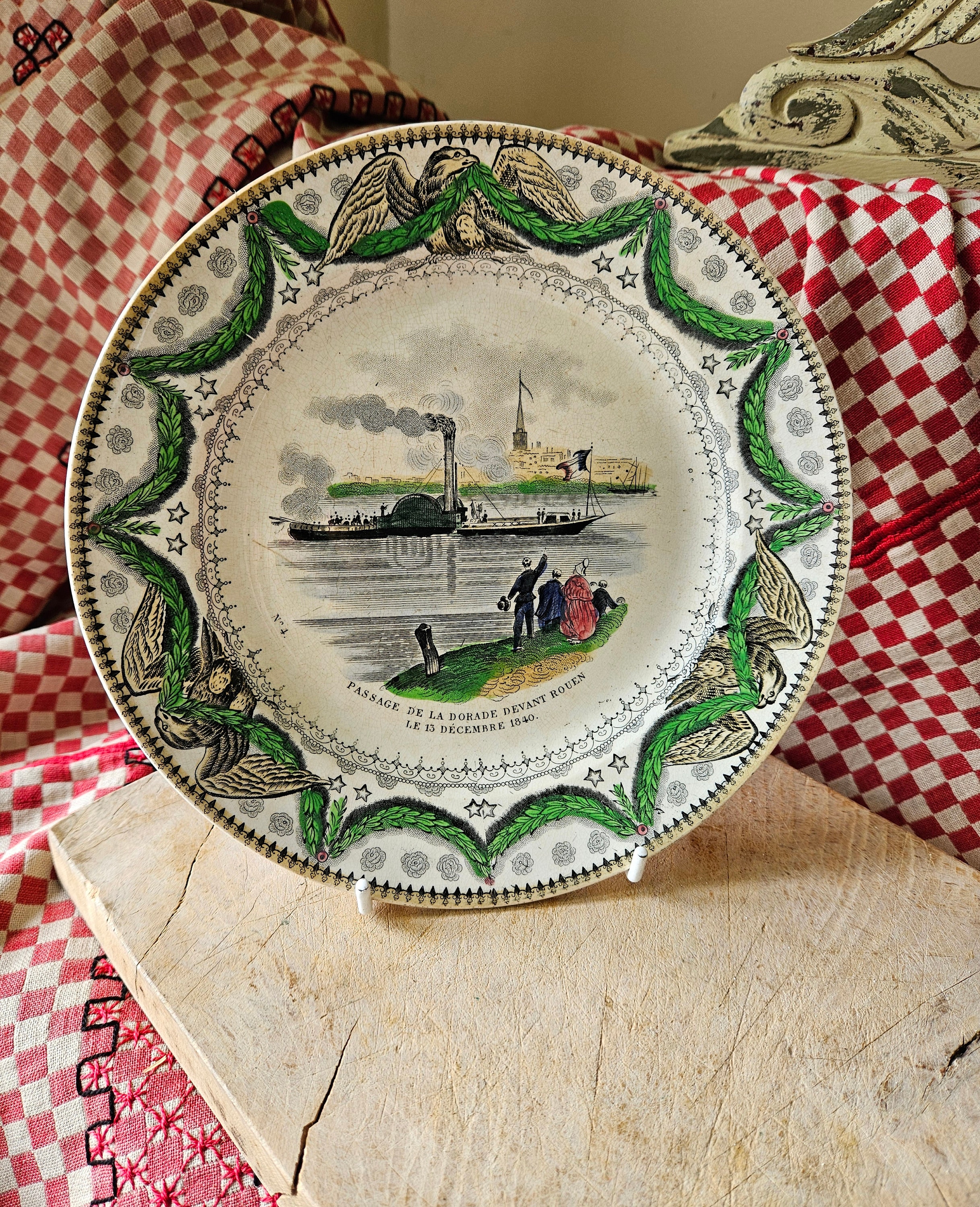 アンティーク Creil et Montereau プレート RARE Antique French Creil Et Montereau Napoleon Final Voyage