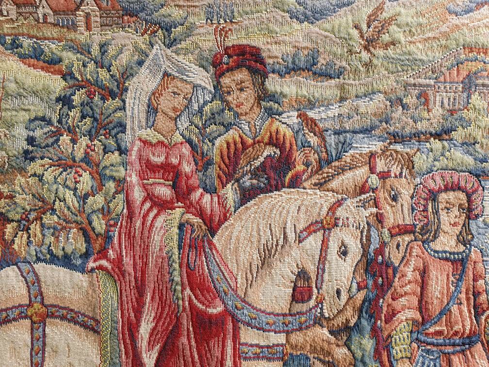 Rare Prestige Vintage Français Tapisserie-L'apres-Midi Du Duc Berry Tapisseries Au Point d'halluin, 