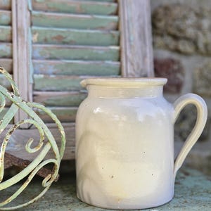 Magnificent Huge Antique French Vintage Stoneware Confit Jug / Handled Jar-Ancien Pot à Confit-Gres en Faience-Fab Versatile Kitchenalia....