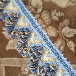 5.18 Mtrs of Opulent Deep Scolloped Antique French Two-tone Blue & Gold coloured Passementerie Trim,Gorgeous French Vintage Galon...