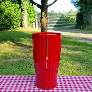 Striking Fabulous Vintage French Brocante find-Iconic Red Fluted Acrylic Piper Heidsiek Champagne Signature Piece Ice Bucket / Cooler.......
