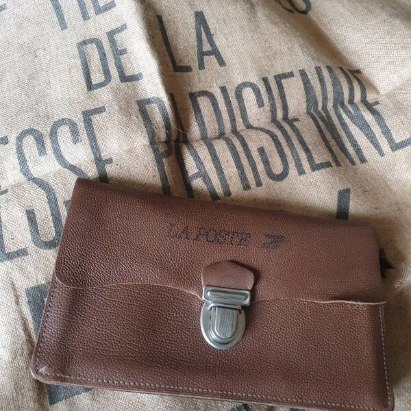 Fab Authentic Original Vintage French La Postes Logo'd Brown Leather Documents / Letters Post Bag,Postman / Facteur Bag,Sectioned Interior..