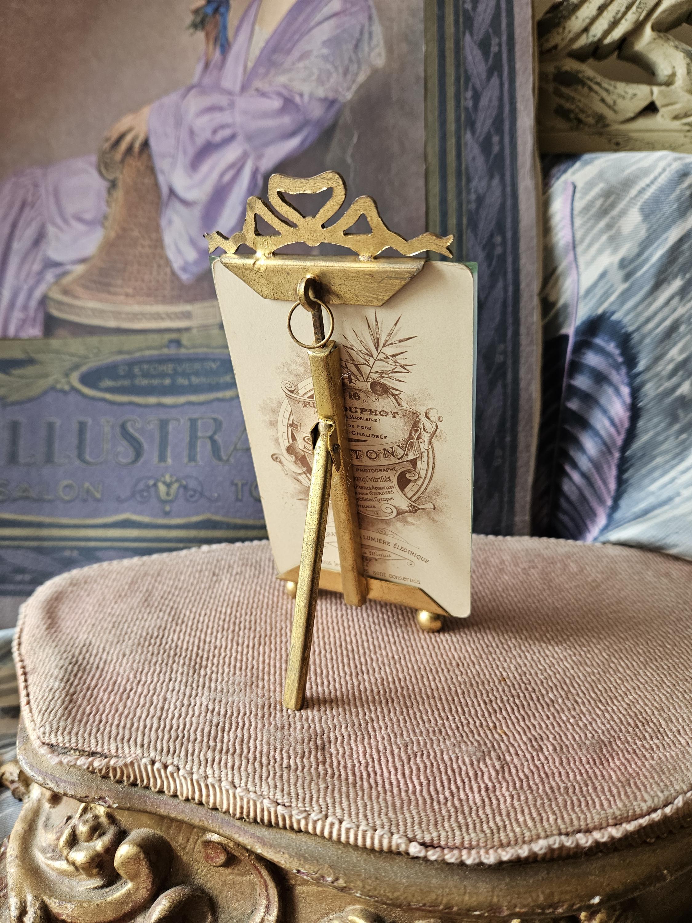 Exquisite Antique French Decorative Ribbon Bow Top Bevelled Glass