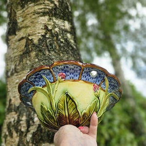 Striking Stunning Antique French Art-Deco 19thC Barbotine Majolica Hanging Basket-Jardiniere Suspendre-Ceramic Planter-Jardin-Conservatory..