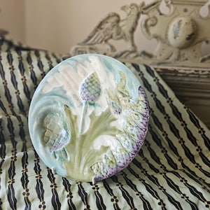 Stunning Rare 19thC Antique French LUNEVILLE Faience Asparagus Dish-Stunning Deep Rich Coloured Green & Purple Colourway,Scarce Dish...