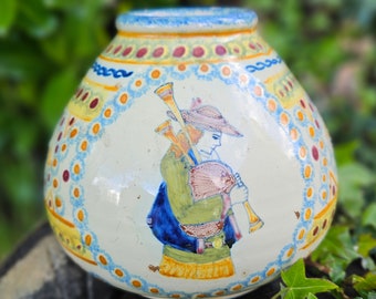 RARE vintage Français céramique de Henriot Quimper, peint à la main et décoré à la main, bulbe breton vase-fabuleuse faïence française de collection-c1940