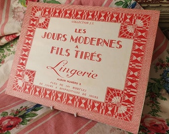 Vintage French JS Collection Paris, Journal des Brodeuses Linen Broderie Embroidery Book c.1960's, Lingerie, Nappe, Mouchoir Templates, etc