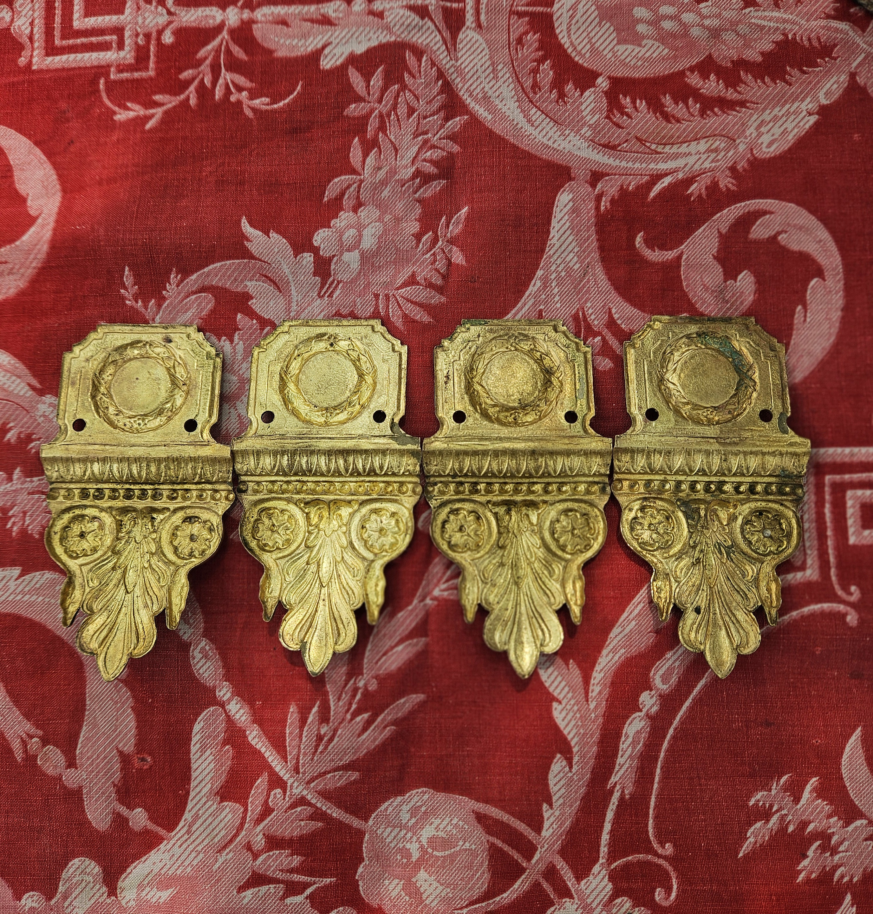 Amazing Quartet of Antique French Empire Style Gilt Ormolu