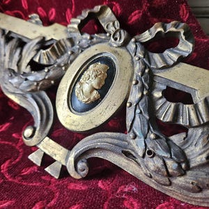 Magnificent Antique French Louis XVI Gilt Bronze Fronton / Pediment-Rare Superb Period Piece for French-Inspired Projects-Ribbon Bow,Laurel