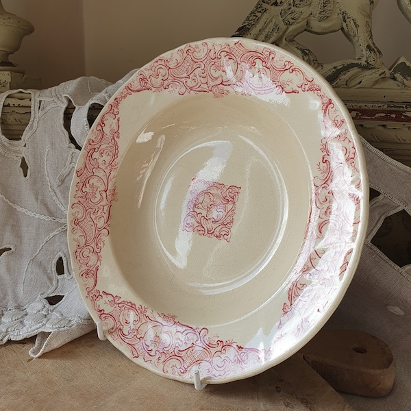 SINGLE Antique French Anciennes Assiette A La Ville de St Denis Paris Nouveautés ROCAILLE Pink Pasta Salad Dish-Mix & Match Kitchenalia.....