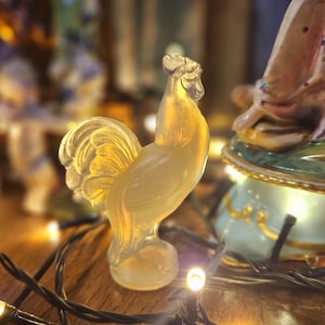 Stunning Rare Antique French SABINO Art-Deco Petit Textured Opaline Glass Cockerel-Stunning Opalescence, Gorgeous Authentic Signed Piece....