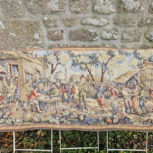 Prestige Vintage French Tapestry-La Fête Flamande-Tapisseries au Point de Loiselles-Flandres & Halluin-Wool / Cotton Jacquard Wall Hanging..