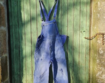 Fab Vintage French Le Mont St.michel Blue Moleskin ARIES Workwear 