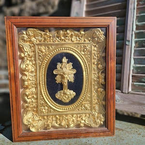 Antique French 19thc Cadre Reliquaire Religious Corpus Christi Diorama ...