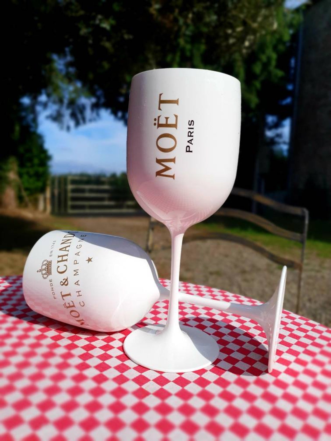 Striking Fabulous Rare Pair of Moët & Chandon Ice Imperial Acrylic