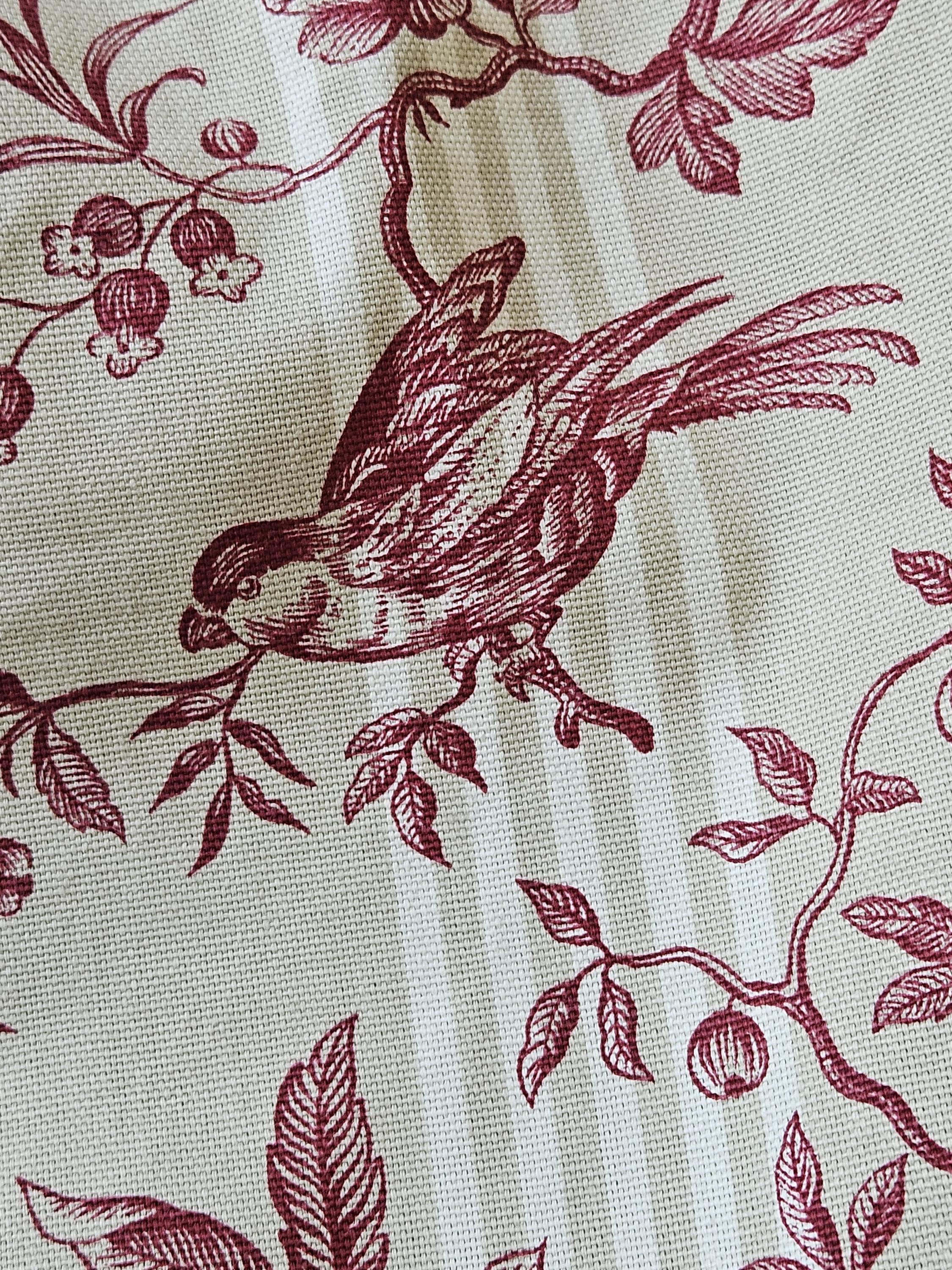 Striking Vintage French Antique -stylised Taupe & White Stripe Red