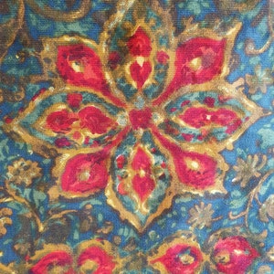 Striking Rare MARIGNAN Vintage French Fabric Large Remnant featuring Vivid Vibrant Mid-Centruy Design-perfect Chic Shabby Home Decor Textile image 2