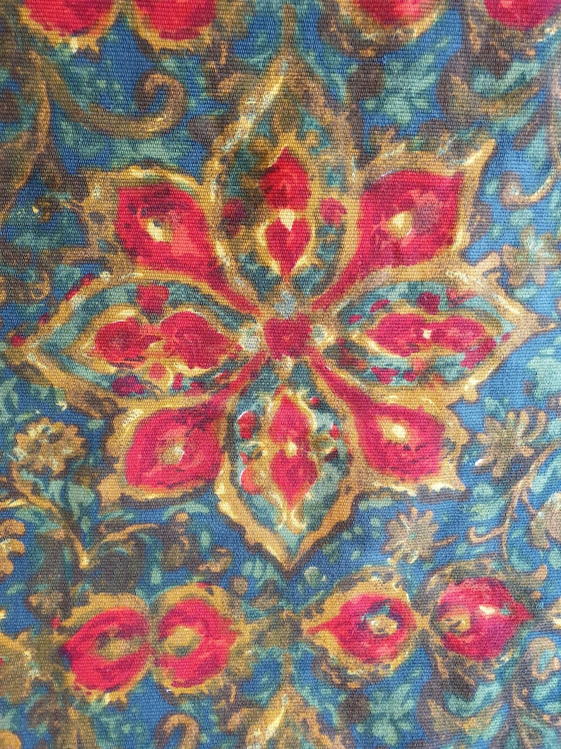 Striking Rare MARIGNAN Vintage French Fabric Large Remnant featuring Vivid Vibrant Mid-Centruy Design-perfect Chic Shabby Home Decor Textile image 2
