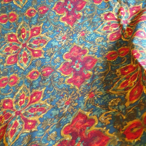 Striking Rare MARIGNAN Vintage French Fabric Large Remnant featuring Vivid Vibrant Mid-Centruy Design-perfect Chic Shabby Home Decor Textile