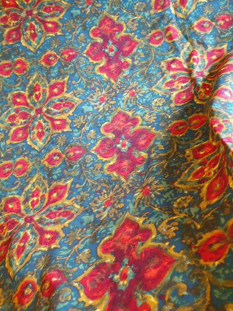 Striking Rare MARIGNAN Vintage French Fabric Large Remnant featuring Vivid Vibrant Mid-Centruy Design-perfect Chic Shabby Home Decor Textile image 1
