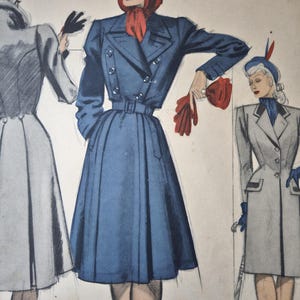 Placa de moda original francesa vintage rara / cartão desenhado por / Dessiné et édité par Jean Choiselat c.1946-impresso Giraud-Rivoire Lyon-Paris