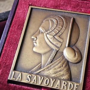 Stunning Vintage French Bronze Medal LA SAVOYARDE c.1958 in Original Case-signed / Engraved by Charles-Maurice Favre-Bertin-circa.1887-1960