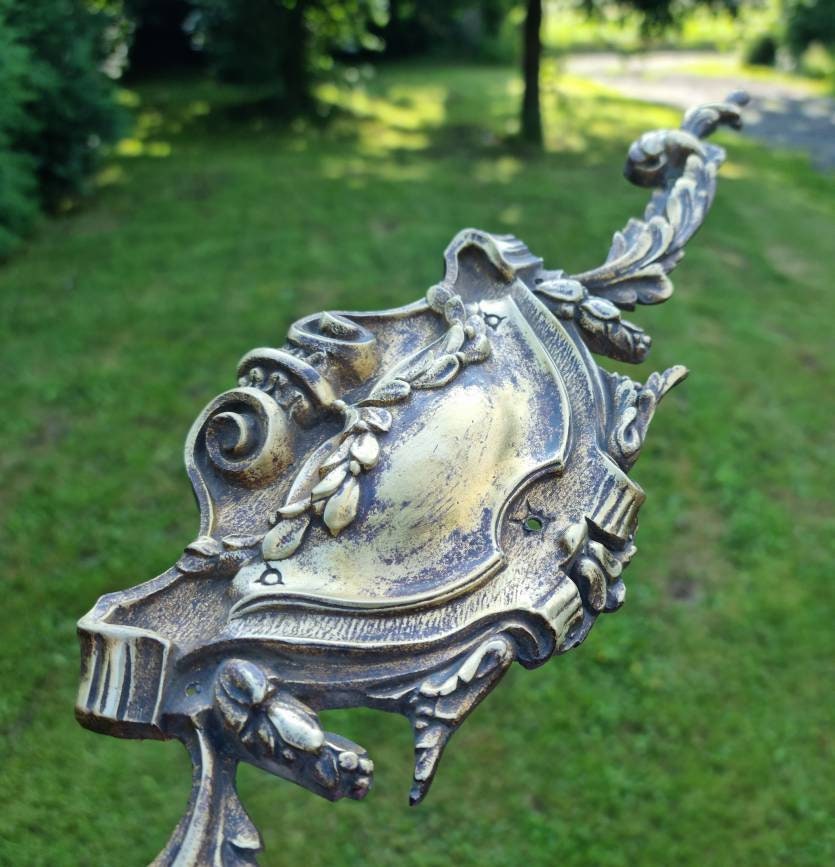 Superbe Français Fronton Décoratif Ormolu Doré/Ornement avec Des Détails Classiques, Feuilles d'acan