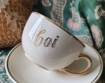 Striking Antique French Art-Deco Villeroy & Boch (Made in France) NOUS DEUX Seriesware Vivid Blue  and Gold Milk / Cream Jug, Pot à Lait....