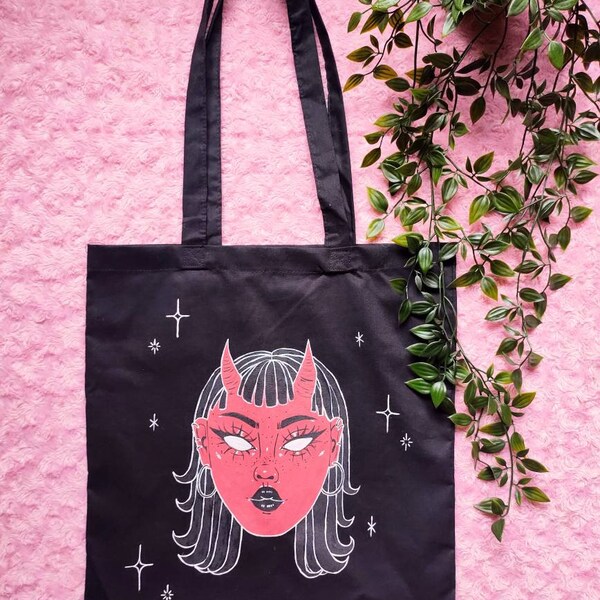 Demon Girl Black Tote Bag