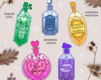 Potion Bottle Stickers - Set of 5 Halloween Vinyl Stickers