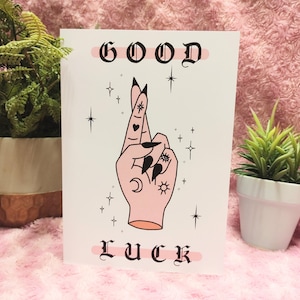 Carte de voeux bonne chance, croisons les doigts