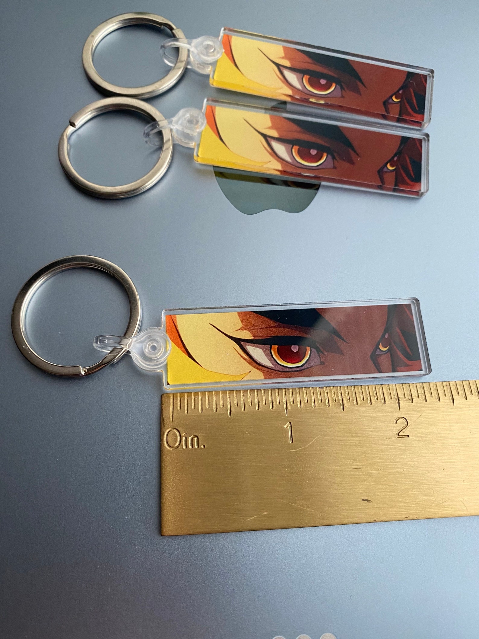 Acrylic keychain Flame hashira keychain slayer cute pom Etsy