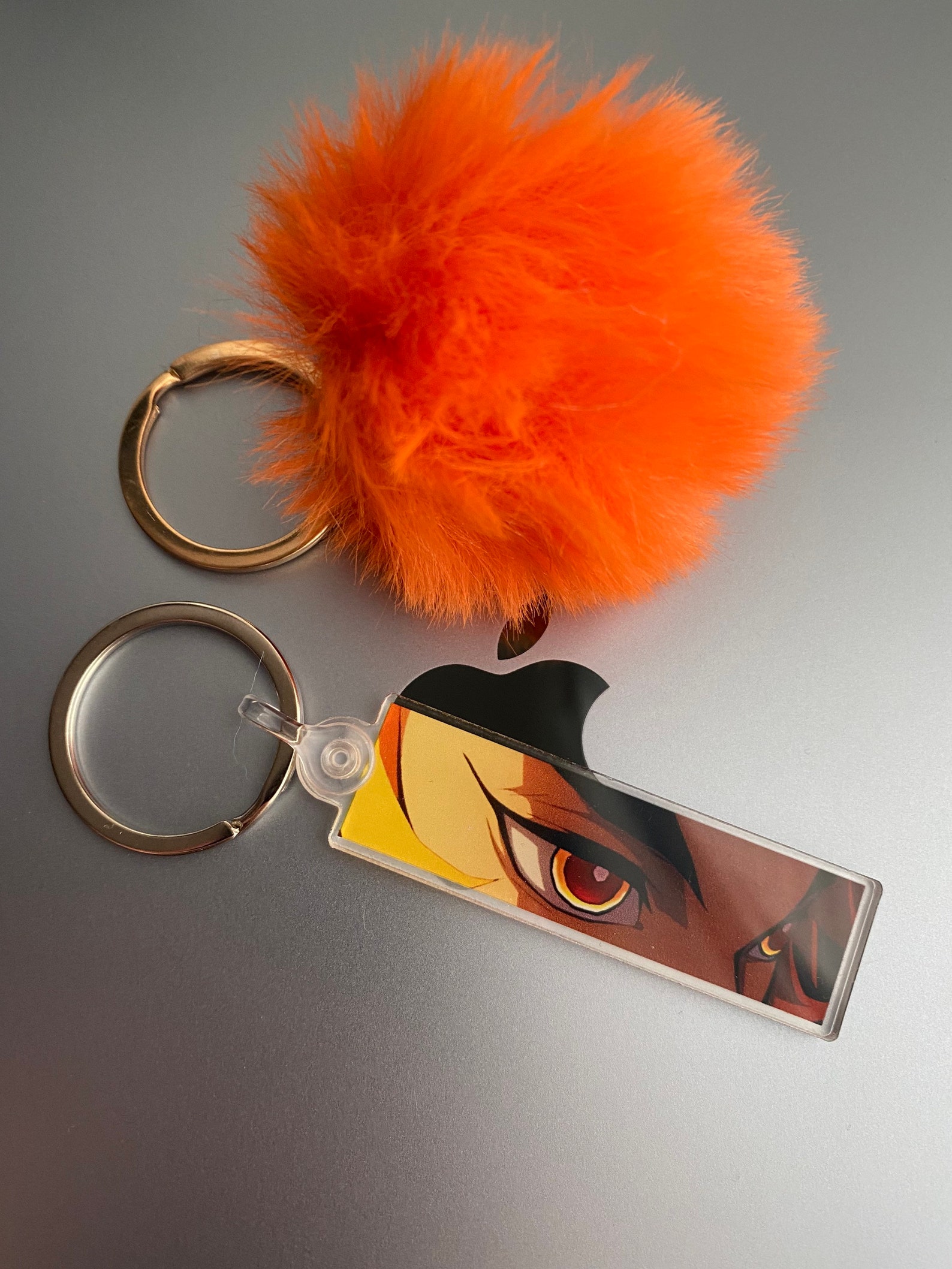 Acrylic keychain Flame hashira keychain slayer cute pom Etsy