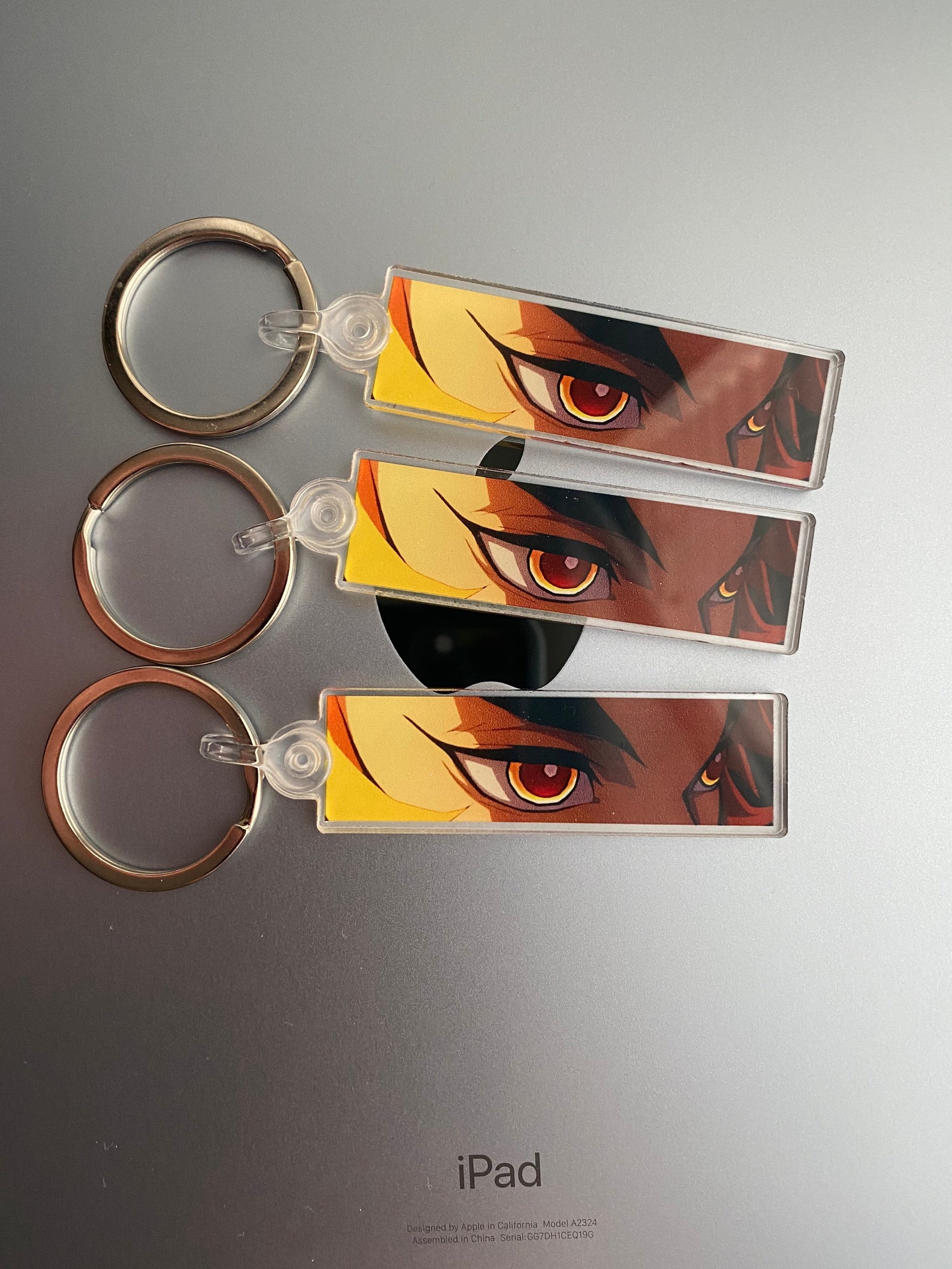 Acrylic keychain Flame hashira keychain slayer cute pom Etsy