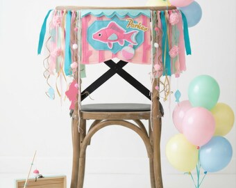 O-Fish-Ally One High Chair Banner, The Big One 1st Birthday Decor, Gone Fishing Cake Smash