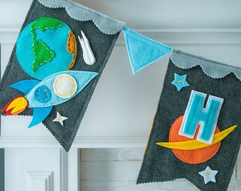 Astronaut Birthday, Space Baby Shower Banner, Space Nursery, Space Invitation, Space Birthday Banner, Planets Rocket Ship Banner Nursery