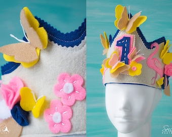 Kids Birthday Crown Butterfly Birthday Decor Flamingo Birthday Crown Butterfly Birthday Flamingo Birthday Butterfly Birthday Crown